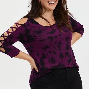 Torrid Purple Tie Dye Lattice Super Soft Top 0